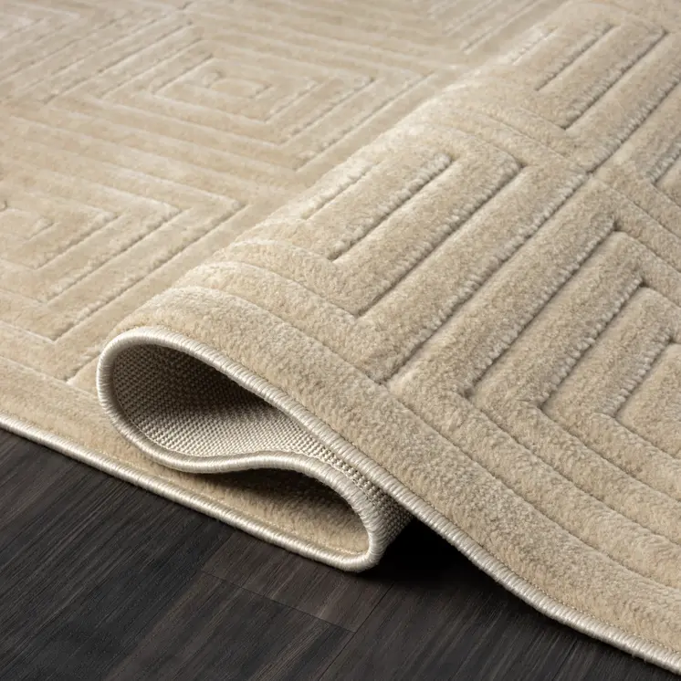5' X 7' Beige Geometric Area Rug