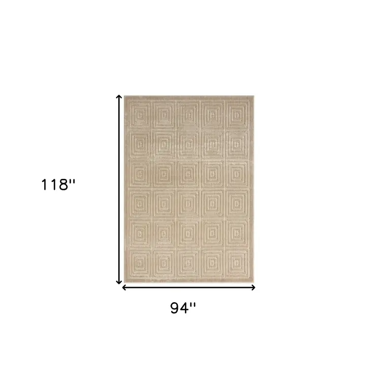 8' X 10' Beige Geometric Area Rug