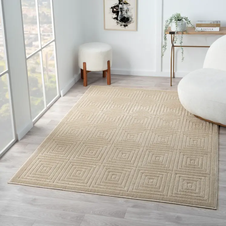 8' X 10' Beige Geometric Area Rug