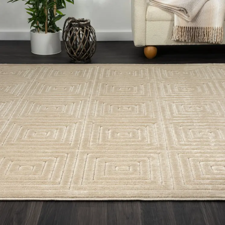 8' X 10' Beige Geometric Area Rug