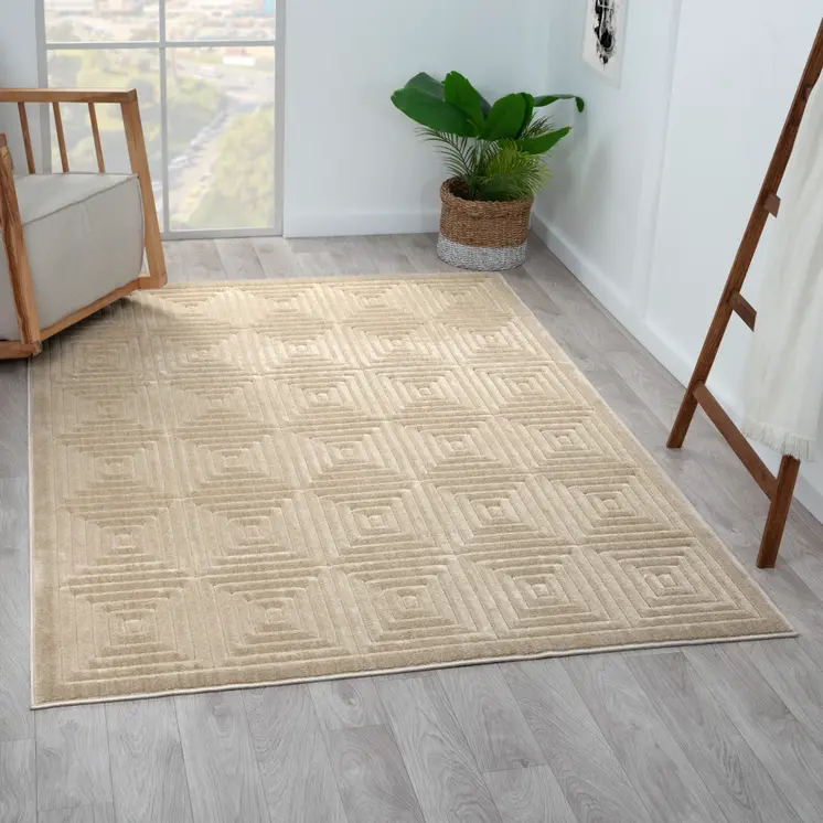 8' X 10' Beige Geometric Area Rug