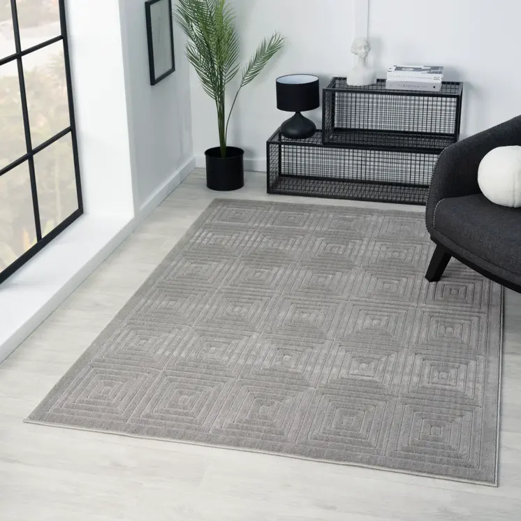 8' X 10' Gray Geometric Area Rug