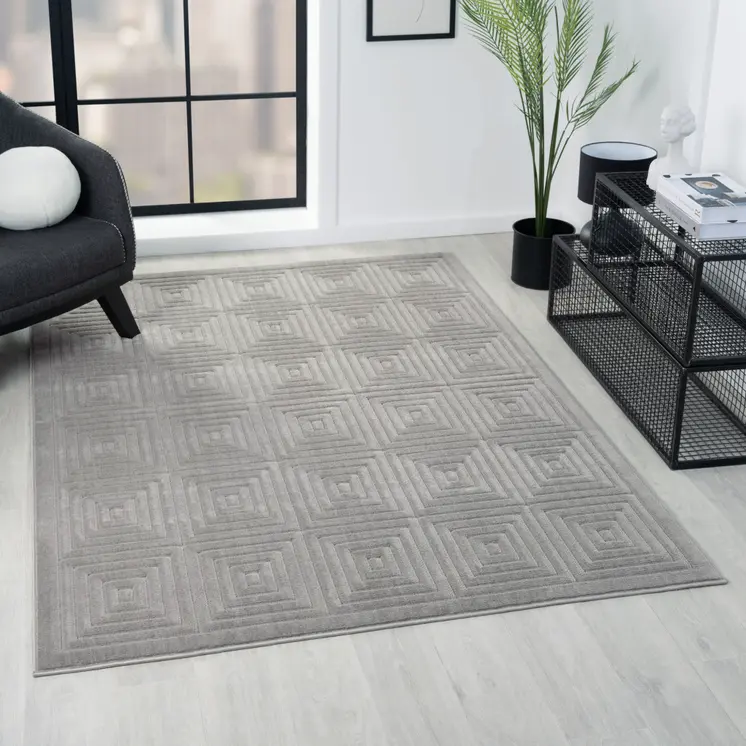 8' X 10' Gray Geometric Area Rug