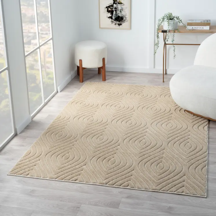 8' X 10' Beige Trellis Area Rug