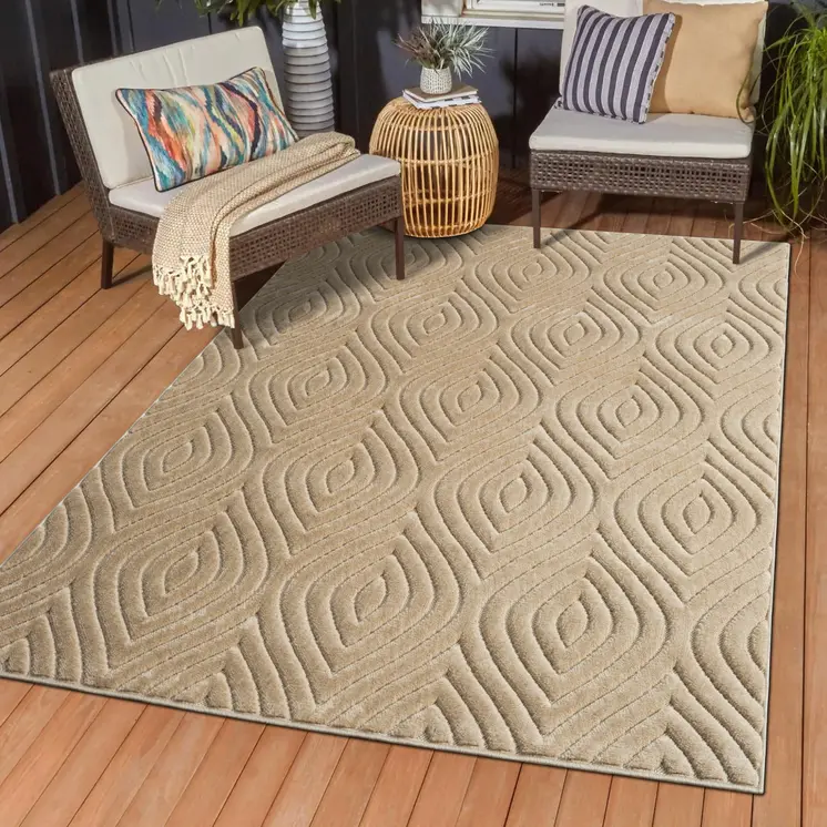 8' X 10' Beige Trellis Area Rug