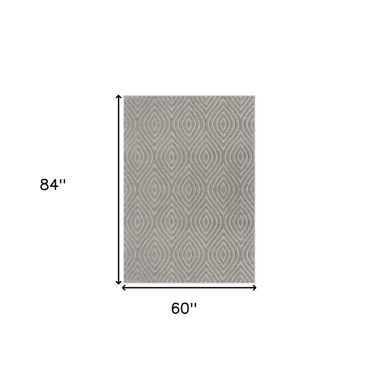 5' X 7' Gray Trellis Area Rug