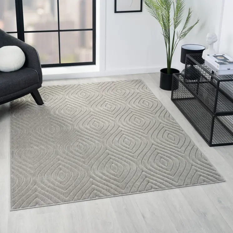 5' X 7' Gray Trellis Area Rug