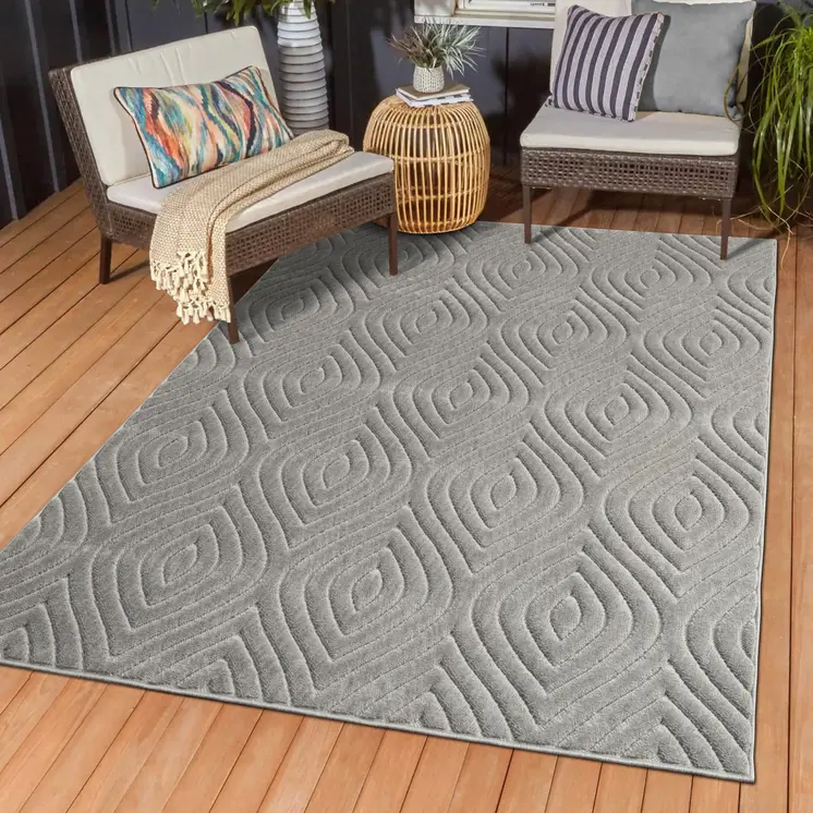 5' X 7' Gray Trellis Area Rug