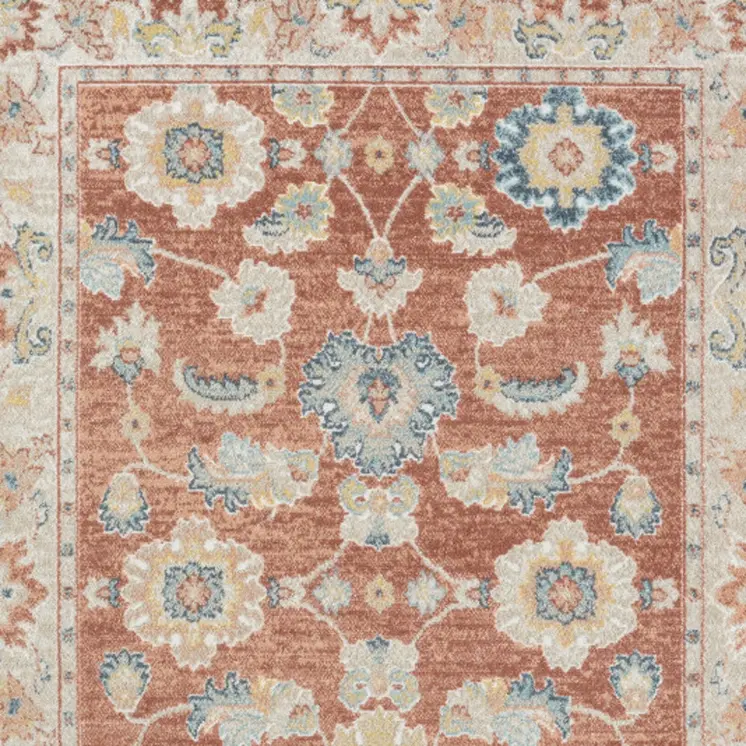 4' X 6' Red and Ivory Oriental Power Loom Area Rug
