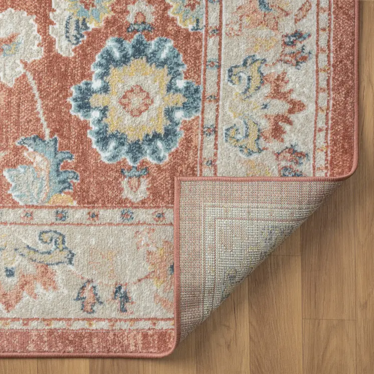 4' X 6' Red and Ivory Oriental Power Loom Area Rug