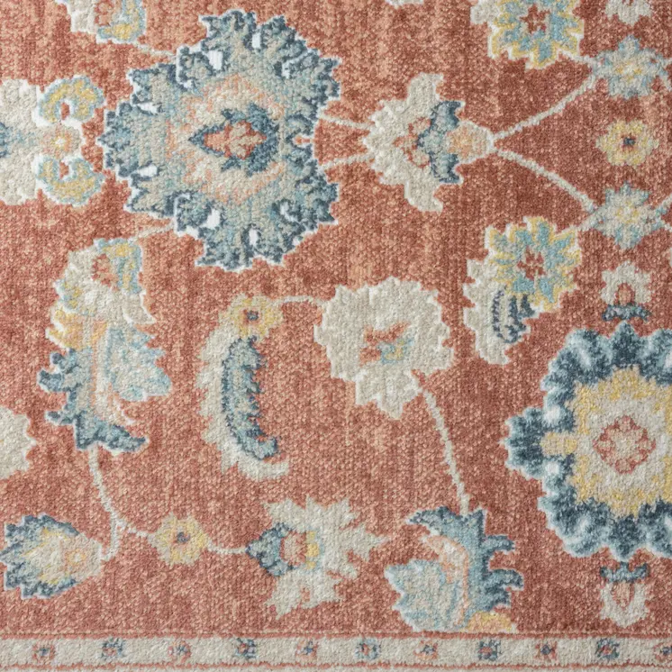 4' X 6' Red and Ivory Oriental Power Loom Area Rug