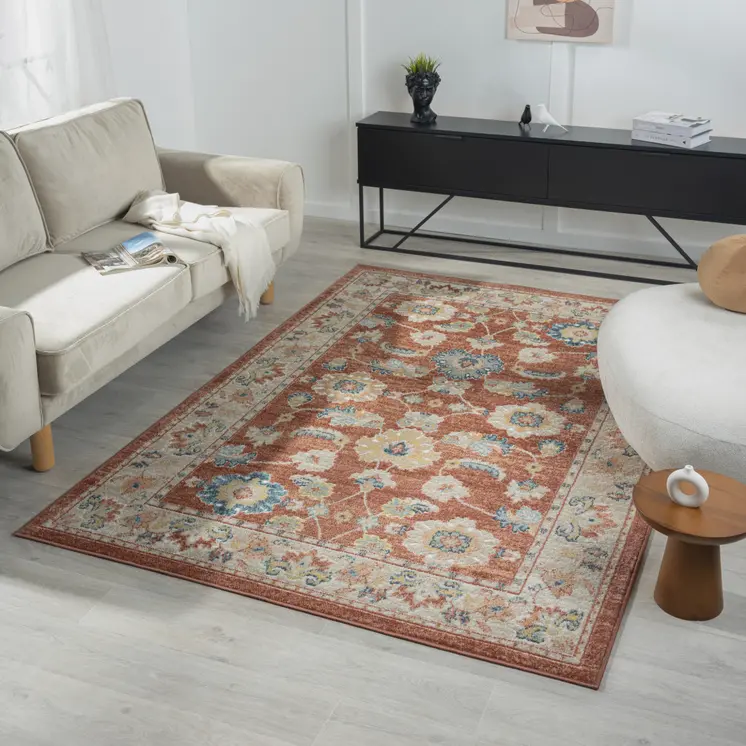 8' X 10' Red Abstract Area Rug