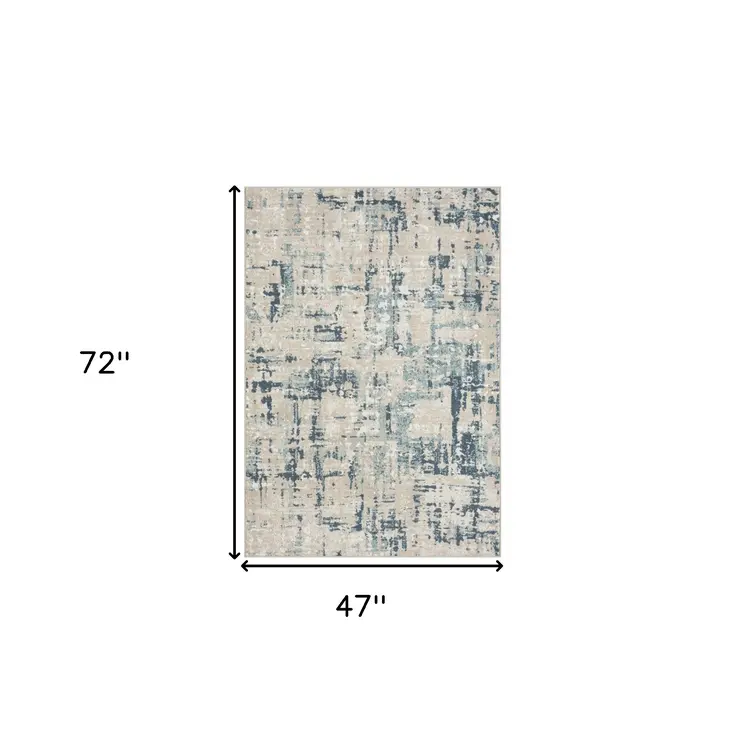4' X 6' Blue and Gray Abstract Power Loom Area Rug