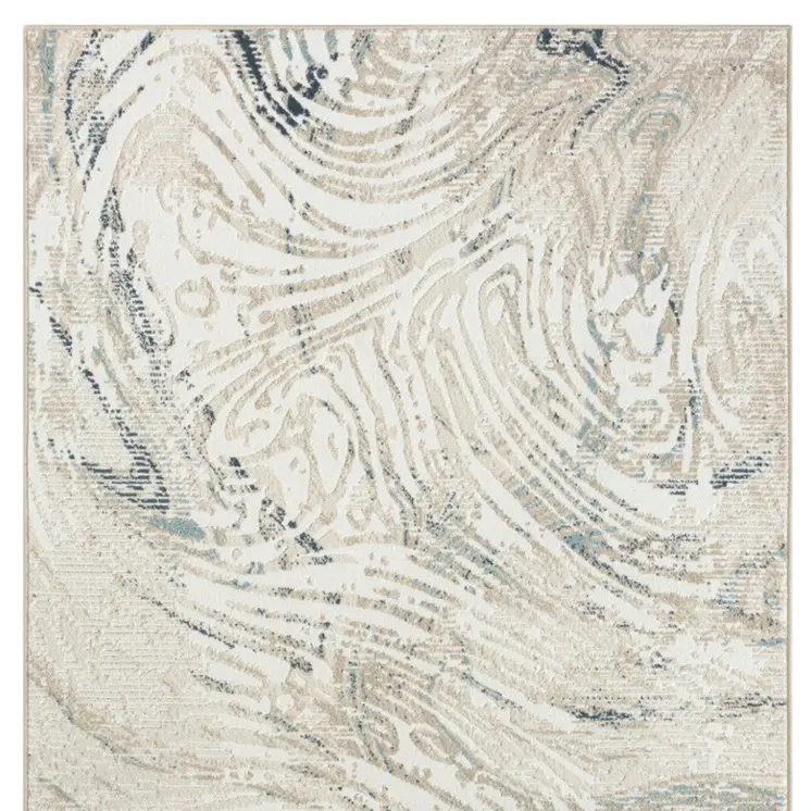 4' X 6' Blue and Gray Abstract Power Loom Area Rug