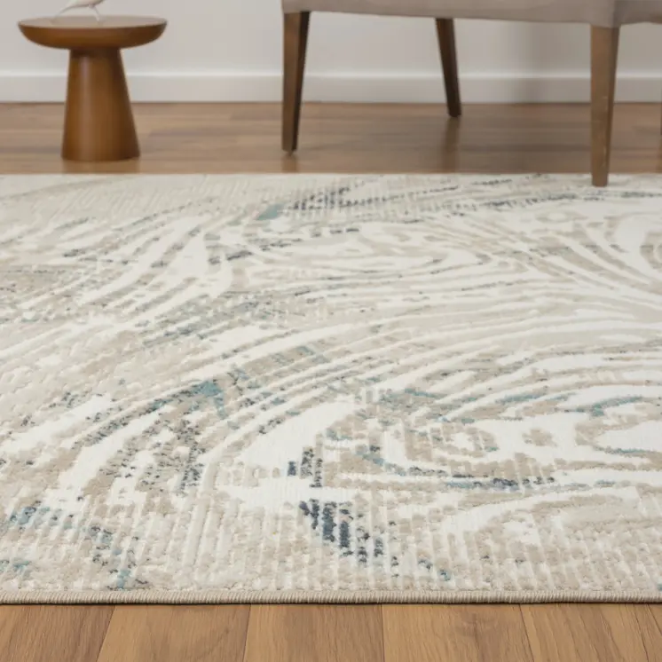 4' X 6' Blue and Gray Abstract Power Loom Area Rug