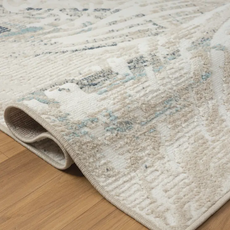 4' X 6' Blue and Gray Abstract Power Loom Area Rug