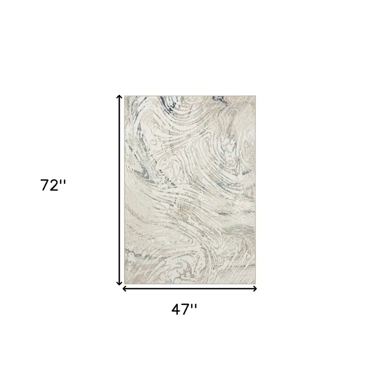 4' X 6' Blue and Gray Abstract Power Loom Area Rug