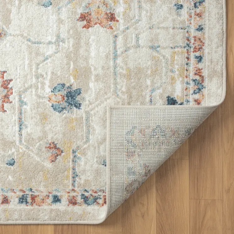 4' X 6' Ivory and Blue Medallion Power Loom Area Rug