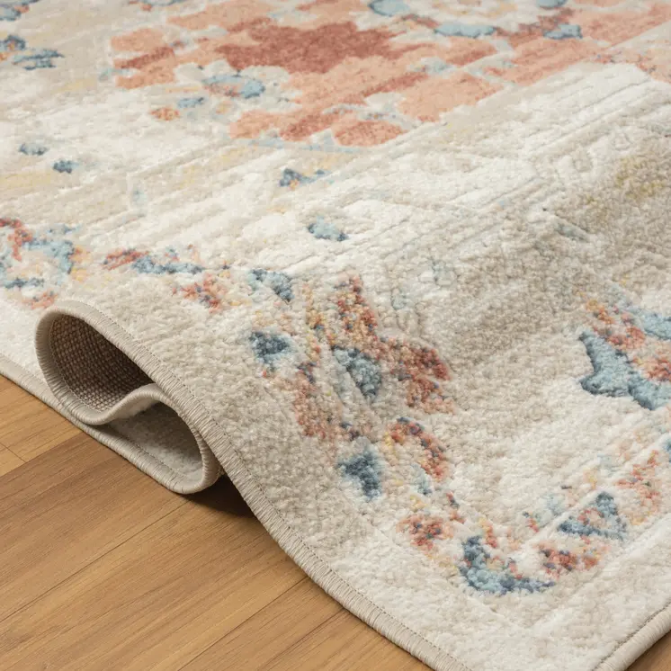 4' X 6' Ivory and Red Medallion Power Loom Area Rug