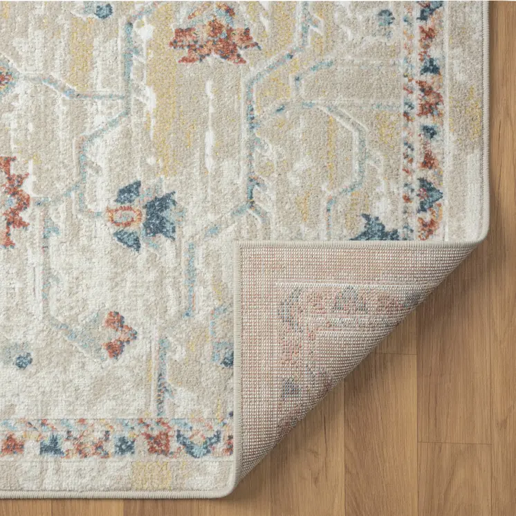 4' X 6' Ivory and Red Medallion Power Loom Area Rug
