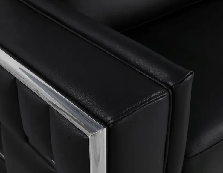 47" Black And Silver Top Grain Leather Club Chair