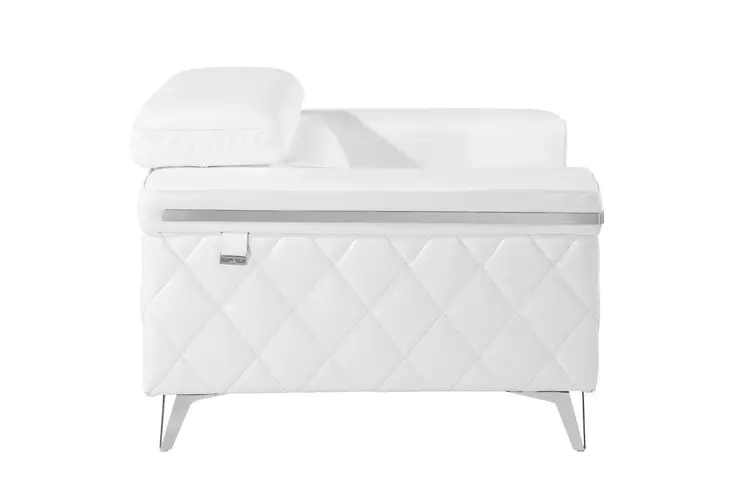 42" White And Silver Top Grain Leather Club Chair