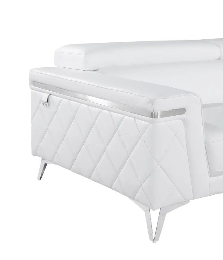 70" White And Silver Metallic Top Grain Leather Loveseat