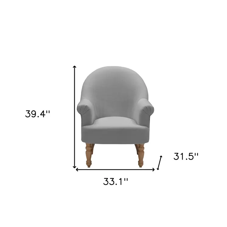 33" Gray And Brown Linen Arm Chair