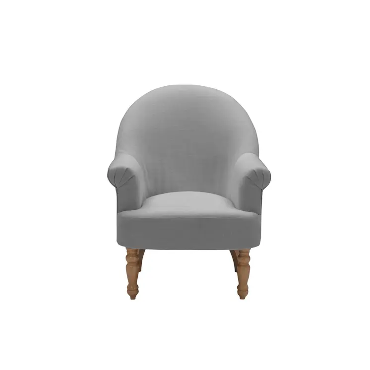 33" Gray And Brown Linen Arm Chair