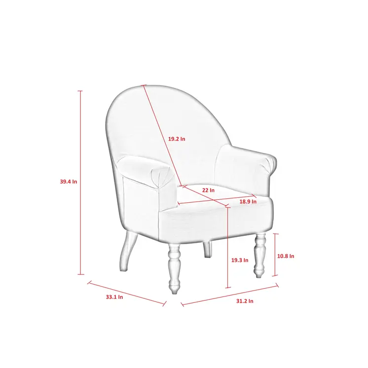 33" Gray And Brown Linen Arm Chair