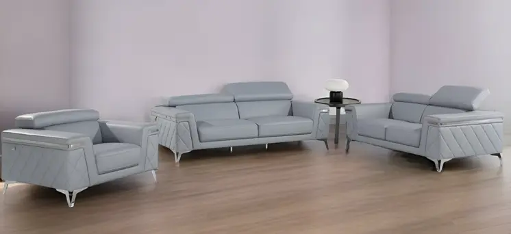 Three Piece Indoor Blue Five Person Seating Set
