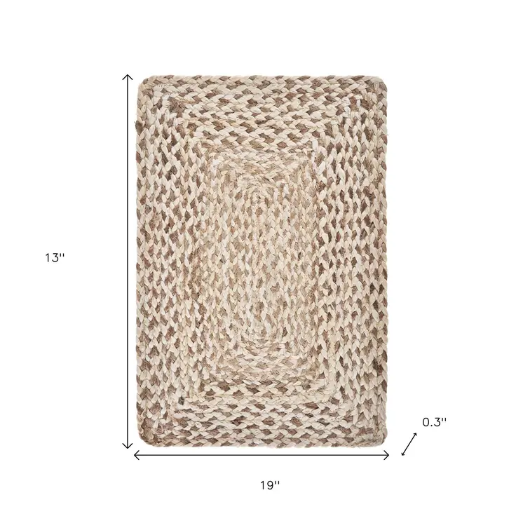 19" Set of Four Ivory And Natural Jute Placemats