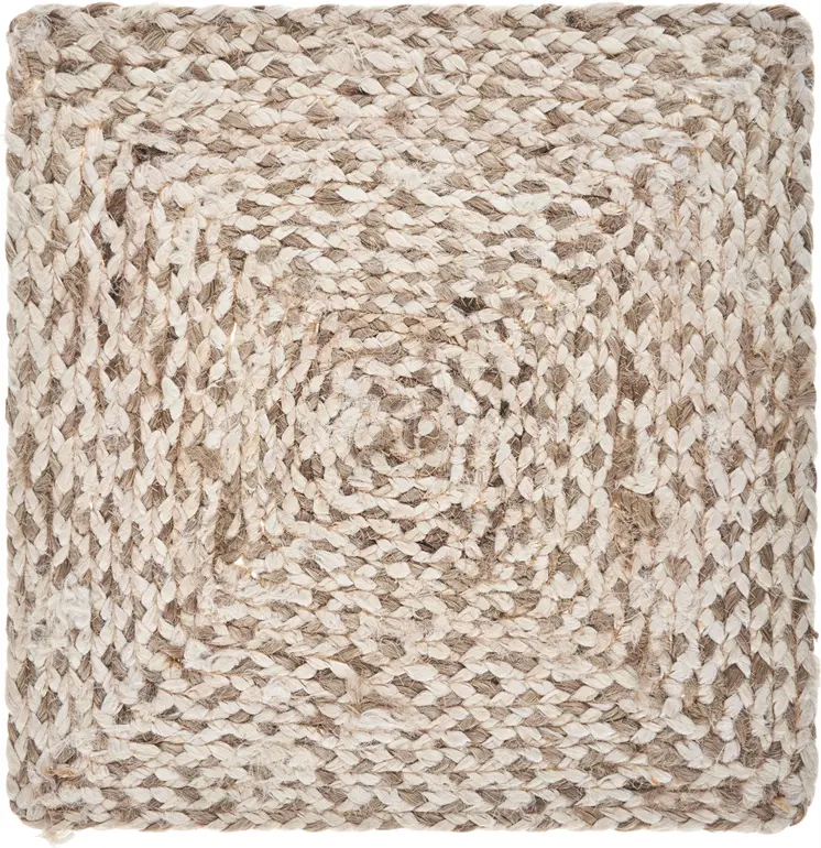 15" Set of Four Ivory And Natural Jute Square Placemats