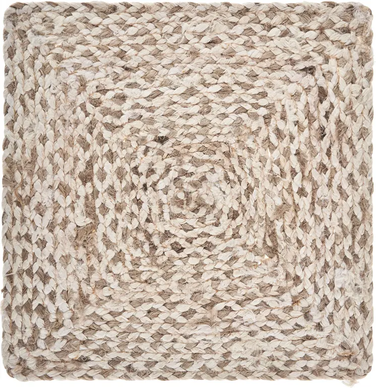 15" Set of Four Ivory And Natural Jute Square Placemats
