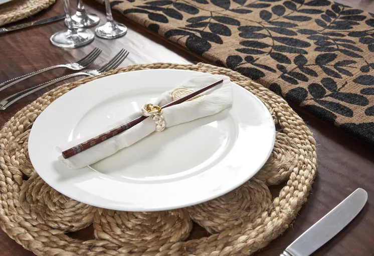 15" Set of Two Natural Braided Jute Round Placemats