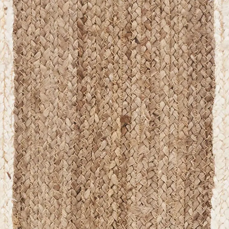 80" Natural And Cream Geometric Bordered Jute Table Runner
