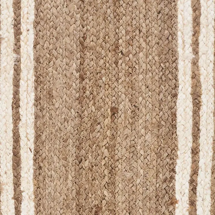 80" Natural And Cream Geometric Bordered Jute Table Runner