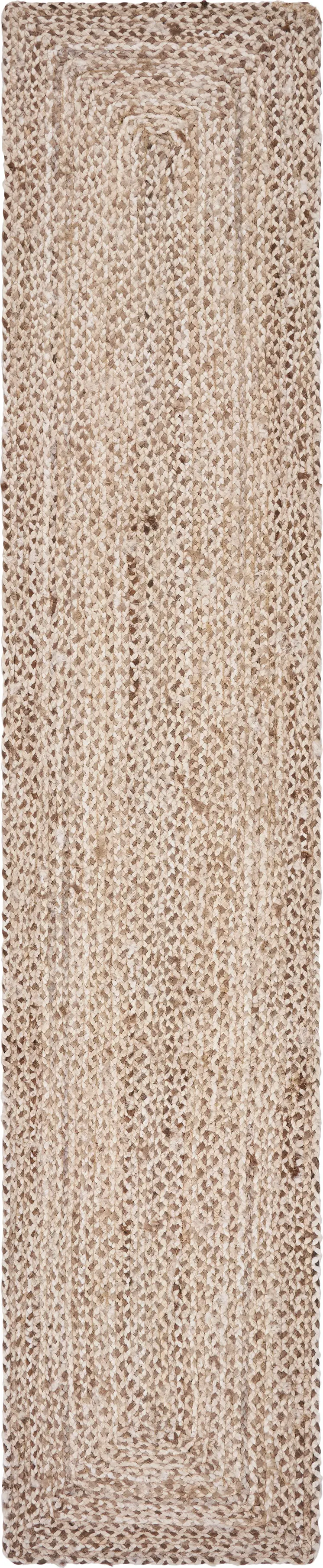 80" Brown Ivory And Natural Braided Jute Table Runner