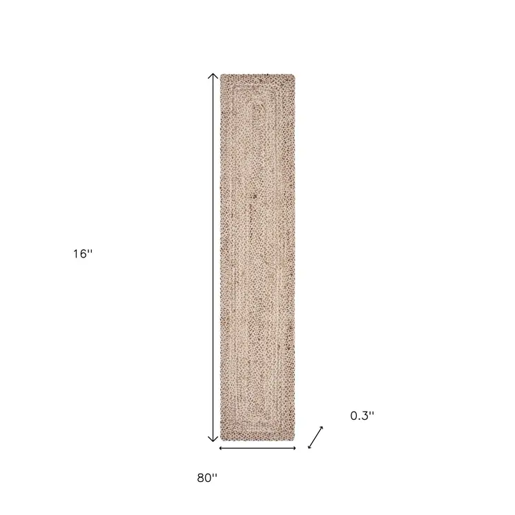 80" Brown Ivory And Natural Braided Jute Table Runner