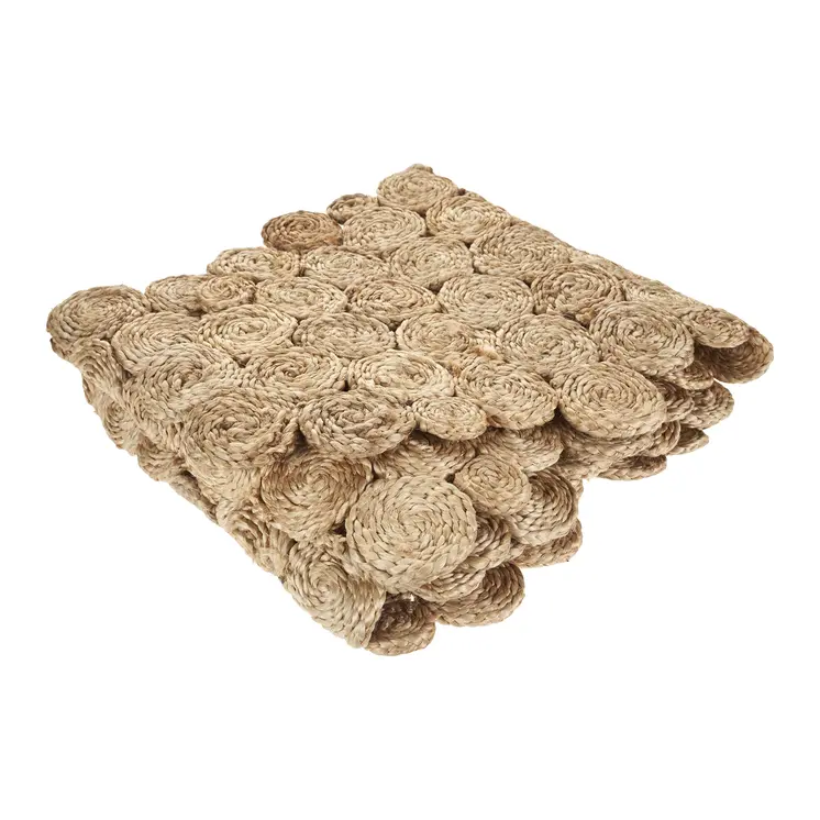 80" Natural Geometric Circles Scalloped Shape Jute Table Runner