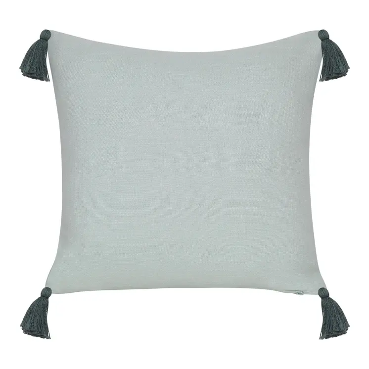 20" X 20" Olive Green Geometric Cotton Zippered Pillow With Tassels