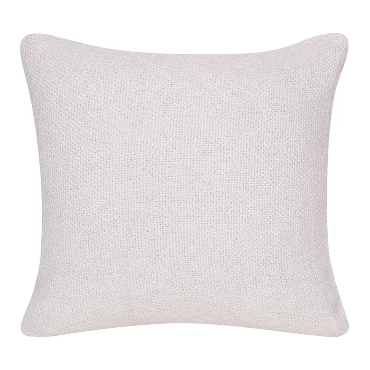 20" X 20" Blue and Off White Braided Cotton Zippered Pillow With Fringe
