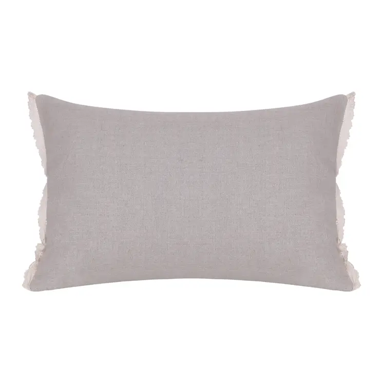 Natural and Ivory Throw Pillow with Embroidery