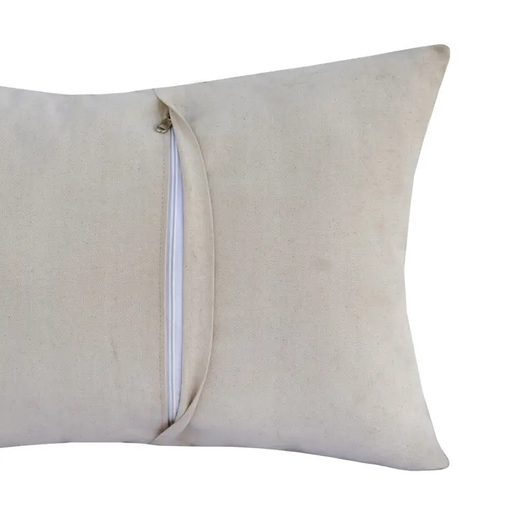 16" X 24" Ivory Faux Leather Zippered Pillow