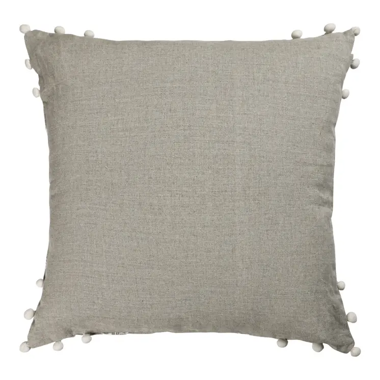 20" Beige and Ivory Throw Pillow with Embroidery