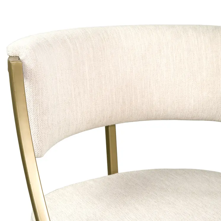 30" Beige And Antiqued Brass Steel Low Back Bar Height Bar Chair