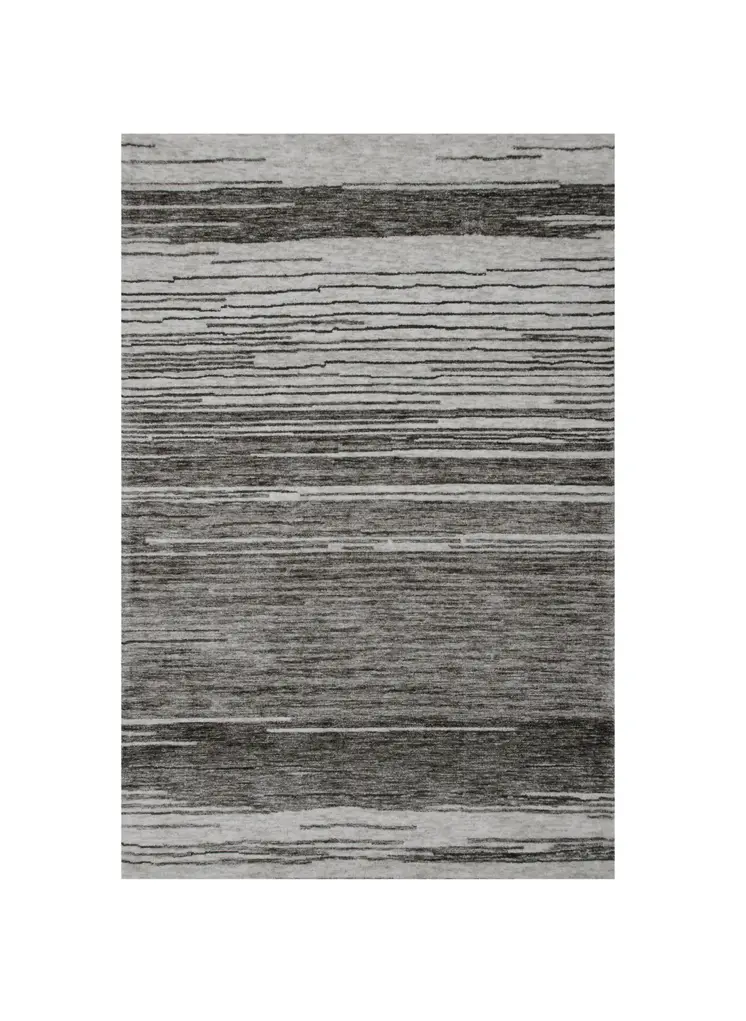 5' X 8' Gray and Black Abstract Power Loom Distressed Non Skid Area Rug