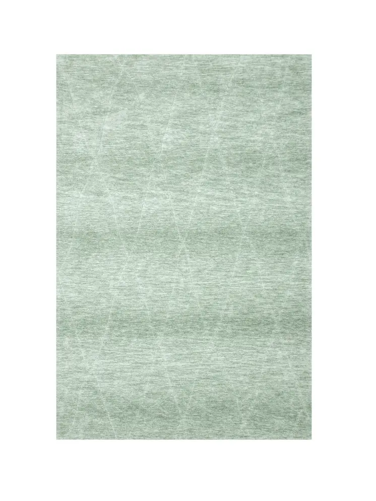 7' X 10' Green and Ivory Geometric Power Loom Distressed Non Skid Area Rug