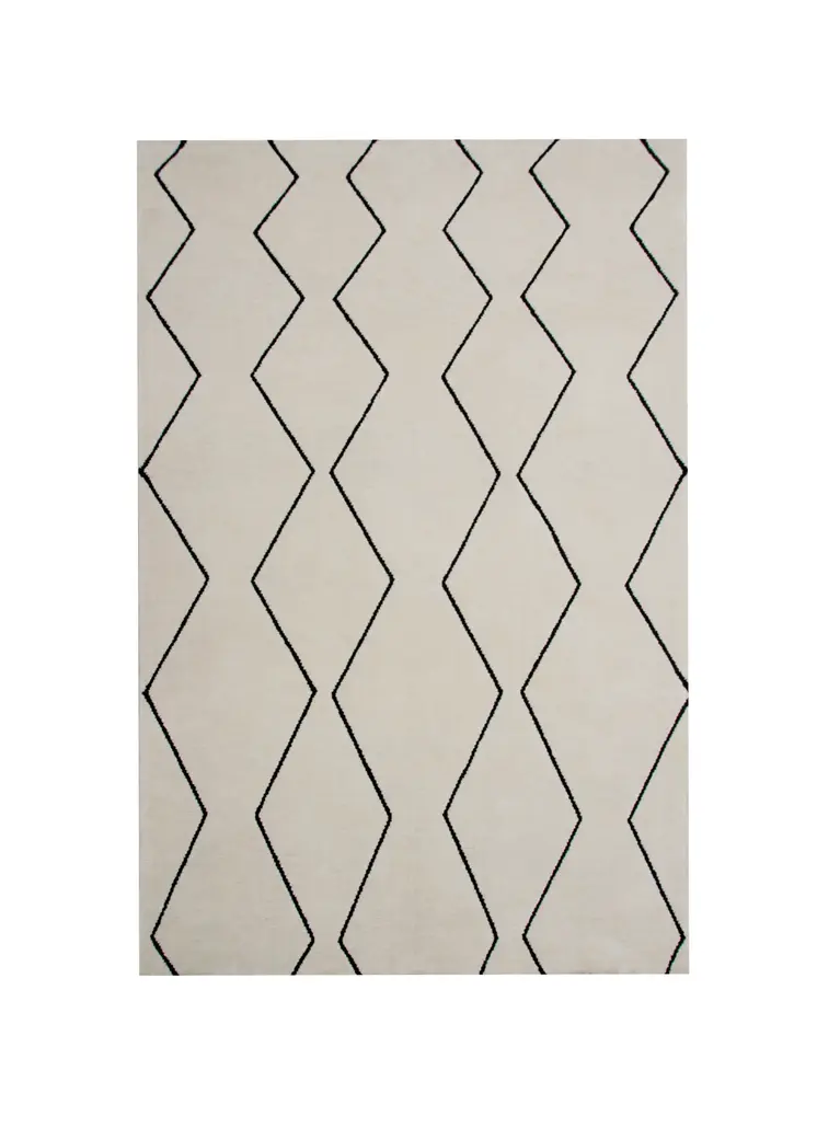 7' X 10' Beige and Black Geometric Power Loom Distressed Non Skid Area Rug