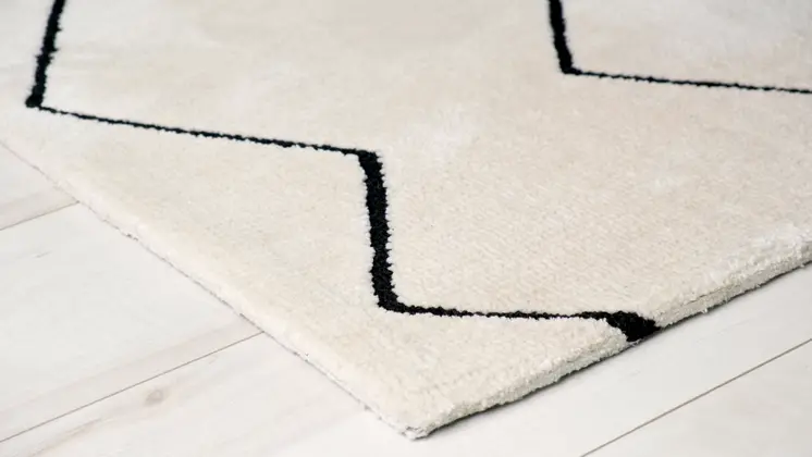 7' X 10' Beige and Black Geometric Power Loom Distressed Non Skid Area Rug